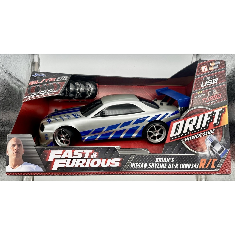 Jada Elite Fast & Furious 1:10 Brian's Nissan Skyline GT-R R34 Drift RC NEW